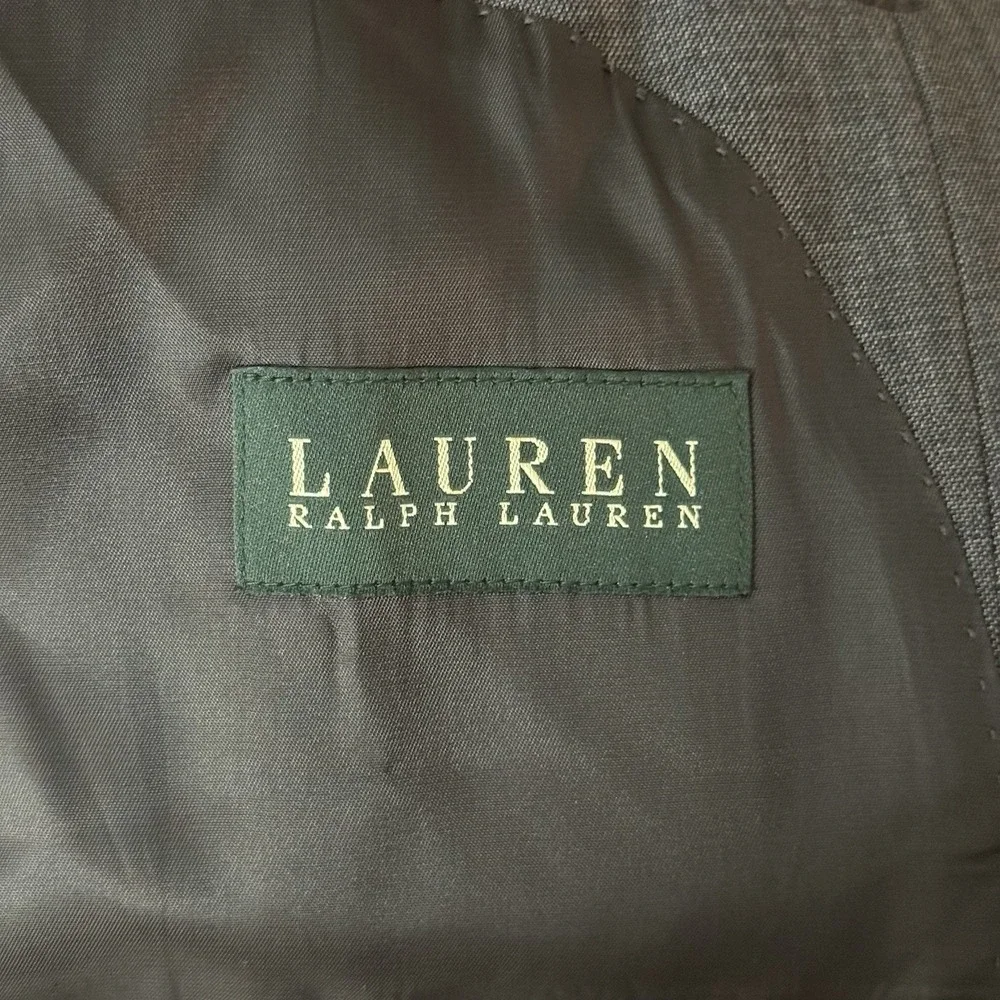 Lauren Ralph Lauren Mens Suit 100% Wool Blazer 46L‎ Gray 2 Button Jacket